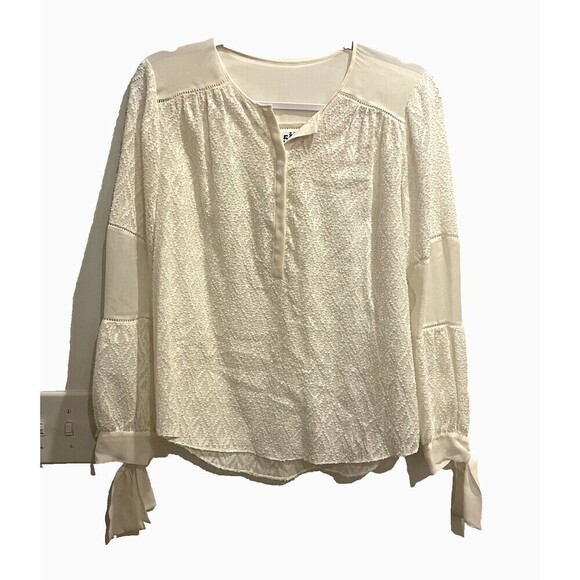 Rebecca Taylor Tops - Rebecca Taylor Blouse 0 White Ivory Office Silk Lightweight Lace Sheer Siren